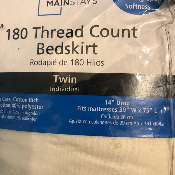 Mainstay Vanilla Twin 180 Thread Count Bedskirt - Picture 2 of 3